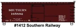 Accurail 1412 HO 36' Double-Sheathed Wood Boxcar w/Steel Roof Ends Straight Underframe Kit Southern Railway #165892