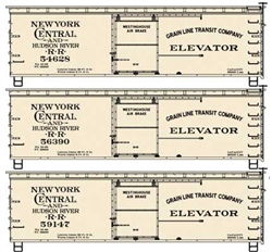Accurail 8153 HO 36' Double-Sheathed Wood Boxcar Steel Roof Wood Ends 3-Pack Kit New York Central & Hudson River