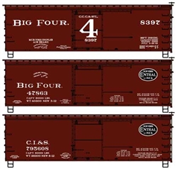 Accurail 8189 HO 36' Double-Sheathed Wood Boxcar Steel Roof Wood Ends 3-Pack Kit Big Four CCC&StL #8397 47863 Chicago Indiana & Southern #795608