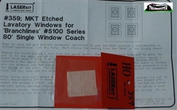 American Model Builders 359 HO Etched Lavatory Windows for Branchline Trains Single Window Coach Missouri-Kansas-Texas "Katy"