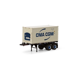Athearn 28889 HO 20' Chassis w/Reefer Container CMA.CGM