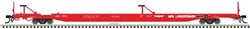 Atlas 20005240 HO ACF 89' 4" Intermodal Flatcar American President Lines APLX 17071 Red White APL
