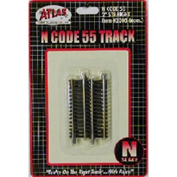 Atlas 2005 N Code 55 Track w/Nickel-Silver Rail & Brown Ties Straight 2" Pkg 6