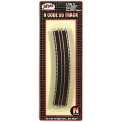 Atlas 2022 N Code 55 Track w/Nickel-Silver Rail & Brown Ties 17-1/2" Radius Full Curve Pkg 6