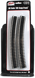Atlas 837 HO Code 100 Curved Snap-Track Nickel-Silver Rail 24" Radius Ties Pkg 6