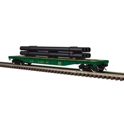 Atlas 3001884 O 52'6" Flatcar w/Pipe Load 3-Rail Trainman Elgin Joliet & Eastern 