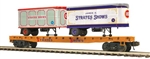 Atlas 3002597 O Flatcar with 2 20' Trailers 3-Rail Premier James E. Strates Shows #16