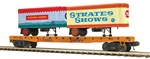 Atlas 3002599 O Flatcar with 2 20' Trailers 3-Rail Premier James E. Strates Shows #66