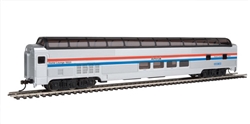 Bachmann 13004 HO Budd 85' Full-Length Dome with Lights Silver Series Amtrak #10031 "Ocean View" Phase III silver blue white red