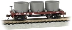 Bachmann 15554 N Old-Time Wood Tank Car w/ 3 Tanks U.S. Military Railroad