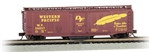 Bachmann 16367 N Track Cleaning 50' Plug-Door Boxcar Western Pacific #56057 Rides like a Feather Slogan