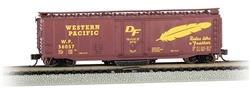 Bachmann 16367 N Track Cleaning 50' Plug-Door Boxcar Western Pacific #56057 Rides like a Feather Slogan