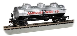 Bachmann 17111 HO 40' 3-Dome Tank Car Silver Series Ambrose Wine Co. NATX #7501