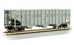 Bachmann 18748 HO Bethlehem Steel 3-Bay 100-Ton Open Hopper Silver Series Western Maryland #63894