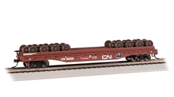Bachmann 18938 HO 52' Wheel Flatcar with Load Canadian National #49435 Boxcar Red Noodle Logo