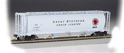 Bachmann 19111 HO Canadian Cylindrical 4-Bay Grain Hopper Silver Series Great Northern Large Grain Loading Lettering