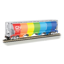 Bachmann 19133 HO Canadian Cylindrical 4-Bay Grain Hopper Canadian National Rainbow