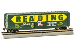 Bachmann 19416 HO 50' Sliding-Door Boxcar Silver Series Reading #19807 Billboard Lettering Buy US Savings Bonds
