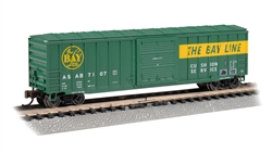 Bachmann 19667 N ACF 50'6" Outside-Braced Sliding-Door Boxcar Silver Series Atlata & St. Andrews Bay #7107 Bay Line Slogan
