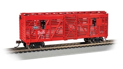 Bachmann 19712 HO 40' Animated Stock Car with Horses Silver Series St. Louis-San Francisco 47667 Boxcar Red, Frisco Coonskin Logo)
