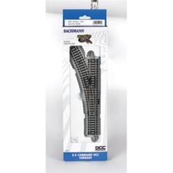 Bachmann 44130 HO Decoder-Equipped Nickel E-Z Track Turnout Left-Hand