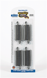 Bachmann HO Curved Track w/ Nickel Silver Rail & Gray Roadbed E-Z Track 33-1/4" Radius 6-Degree Curve pkg 4