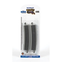 Bachmann 44509 HO Curved Track w/ Nickel Rail & Roadbed E-Z Track 33-1/4" Radius 12-Degree Curve Pkg 4