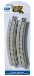 Bachmann 44701 HO Curved Track with Nickel Silver Rail Gray Roadbed Concrete Ties E-Z Trac 18" Radius pkg(4)