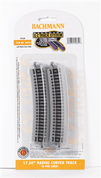Bachmann 44855 N E-Z Track w/Nickel Silver Rail & Gray Roadbed 17-1/2" Radius Curve pkg 6