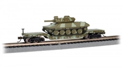 Bachmann 71388 N 52' Deressed-Center Flatcar with Sheridan Tank United States Army Green Camouflage