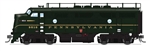 Broadway Limited  9673 HO EMD F3 A-Unpowered B Set Standard DC Stealth Pannsylvania Railroad #9510A 9510B Single Stripe Brunswick Green
