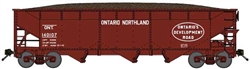 Bluford 74101 N 70-Ton Offset-Side 3-Bay Hopper w/Load Ontario Northland #140159