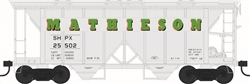 Bowser 43280 HO 70-Ton 2-Bay Covered Hopper w/Open Sides Mathieson #25502