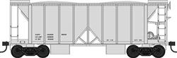 Bowser HO 70-Ton 2-Bay Ballast Hopper with Side Chutes (Ballast Gates)  Dimensional Data Only Gray