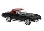 Brekina 18025 HO Chevrolet Corvette C2 Convertible Assembled Black Red