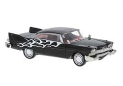 Brekina 19683 HO 1958 Plymouth Fury Assembled Black White Flames