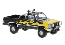 Brekina 19693 HO Chevrolet C10 Pickup Truck Assembled Black Yellow Flames