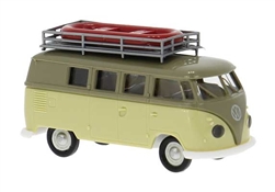 Brekina 31638 HO 1962 Volkswagen T1b Passenger Van with Roof Rack Assembled Khaki Beige