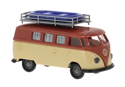 Brekina 31639 HO 1960 Volkswagen T1b Passenger Van with Roof Rack Assembled Beige Brown