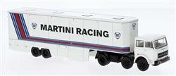 Brekina 58577 HO 1977 Fiat 691 Tractor w/Racing Trailer Assembled Martini Racing Italian Lettering