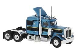 Brekina 85718 HO 1973 Peterbilt 359 Sleeper-Cab Tractor Assembled 2-Tone Blue