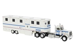 Brekina 85724 HO 1973 Peterbilt 359 Day-Cab Tractor with Horse Trailer Assembled New York Police Department NYPD