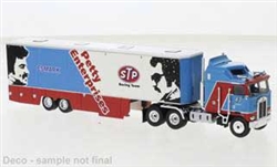 Brekina 85736 HO Kenworth K100 Aerodyne Sleeper-Cab Semi Tractor w/Racing Trailer Assembled Richard Petty Enterprises