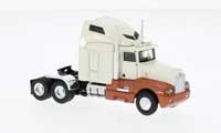 Brekina 85930 HO 1984 Kenworth T600 Sleeper-Cab Tractor Only Assembled White Metallic Orange