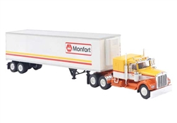 Brekina 86257 HO Kenworth W900 Semi Tractor w/Sleeper Cab & Van Trailer Assembled New York Fire Dept. FDNY Hazmat