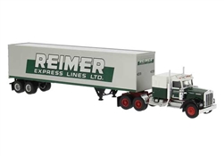 Brekina 86258 HO Kenworth W900 Semi Tractor w/Sleeper Cab and Van Trailer Assembled Reimer
