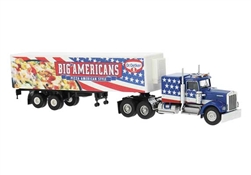 Brekina 86263 HO Kenworth W900 Semi Tractor w/Sleeper Cab & Reefer Trailer Assembled Dr. Oetker Pizza Big Americans