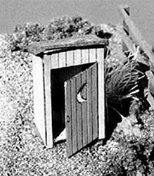 B.T.S. 23004 HO One Holer Outhouse Kit Pkg 2 Standard Type w/Flat Roof Crescent Moon on Positionable Door