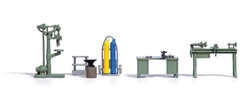 Busch 1185 HO Workshop Interior Equipment Set Kit Drill Press Workbench Lathe Welding Apparatus