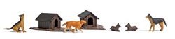 Busch 1197 HO 5 Dogs and 2 Doghouses
